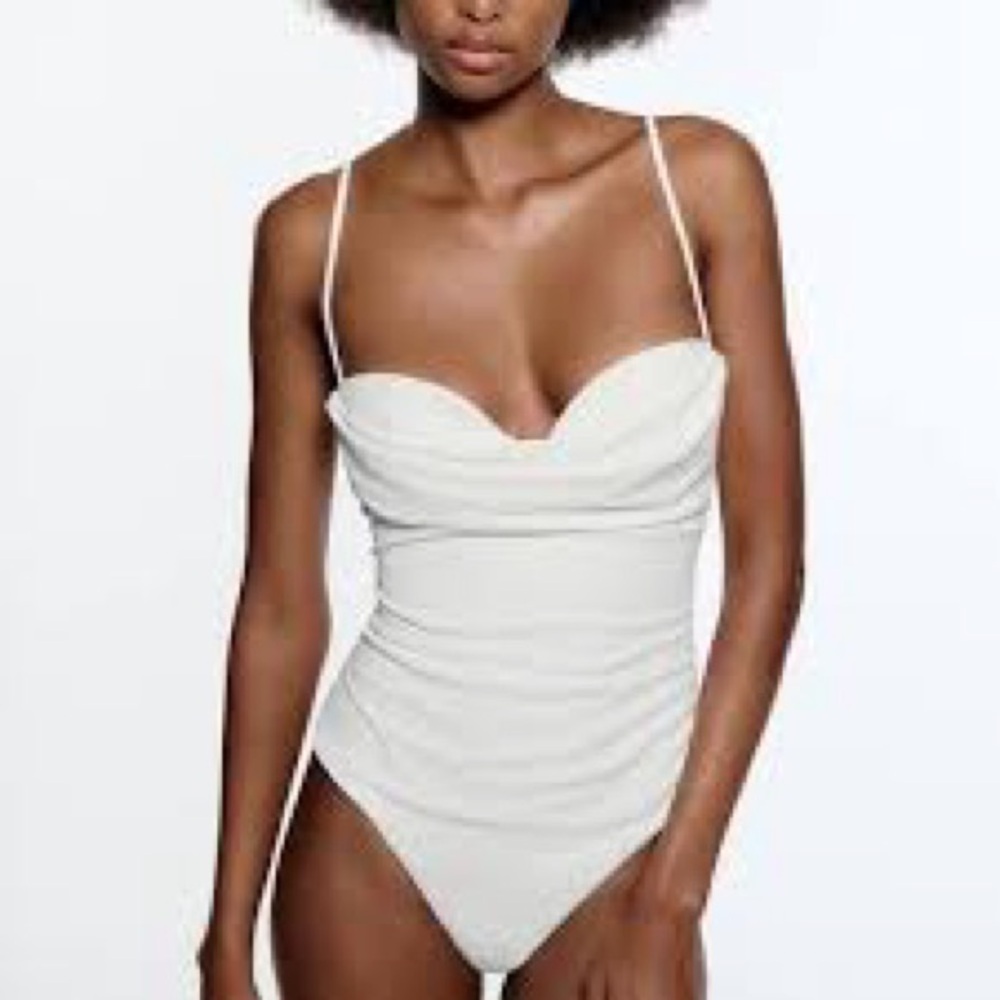 NWT Zara Draped Neck Bodysuit